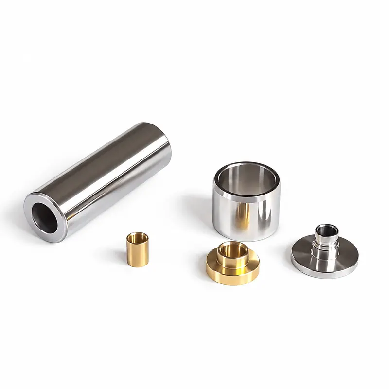 Silver- and gold-coloured bushings, sleeves and flanged spacers