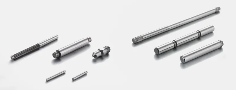 Short and long precision shafts with grooves and stepped ends